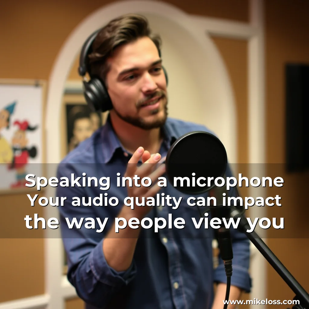 Read more about the article Speaking into a microphone  Your audio quality can impact the way people view you